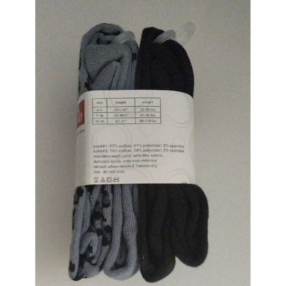 Wonder Nation Girls Footed Tights Black And Gray Leopard Print Girls New M 7-10